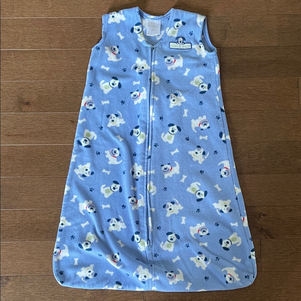 Halo Medium Micro Fleece Sleep Sack in Blue Puppy Print - 6-12M